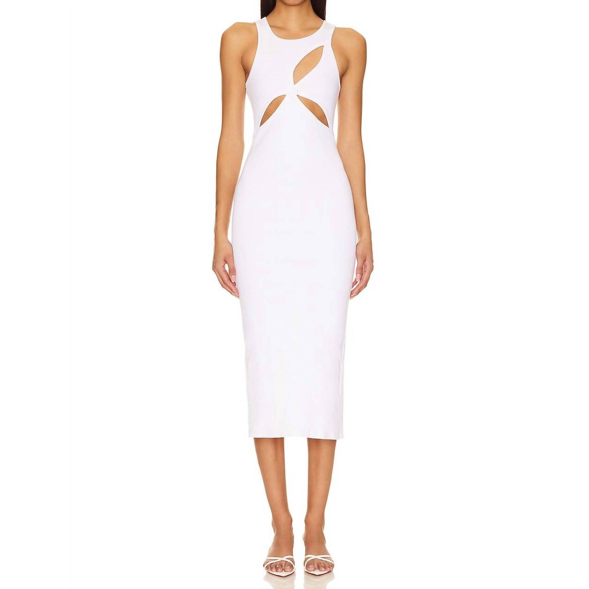 New Mother Of All Ariel Rib Cut-Out Sleeveless Dress In White